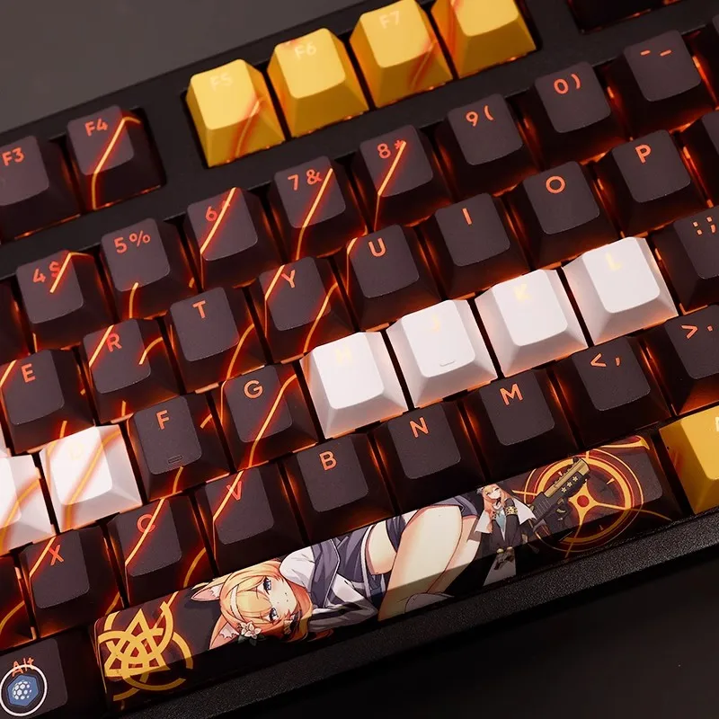 Anime Gaming Key Caps para Teclado Arquivo Azul Lochi Mari Pbt Dye Subbed Backlit Ansi 61 87 104 108 Chaves Set - Imagem 4