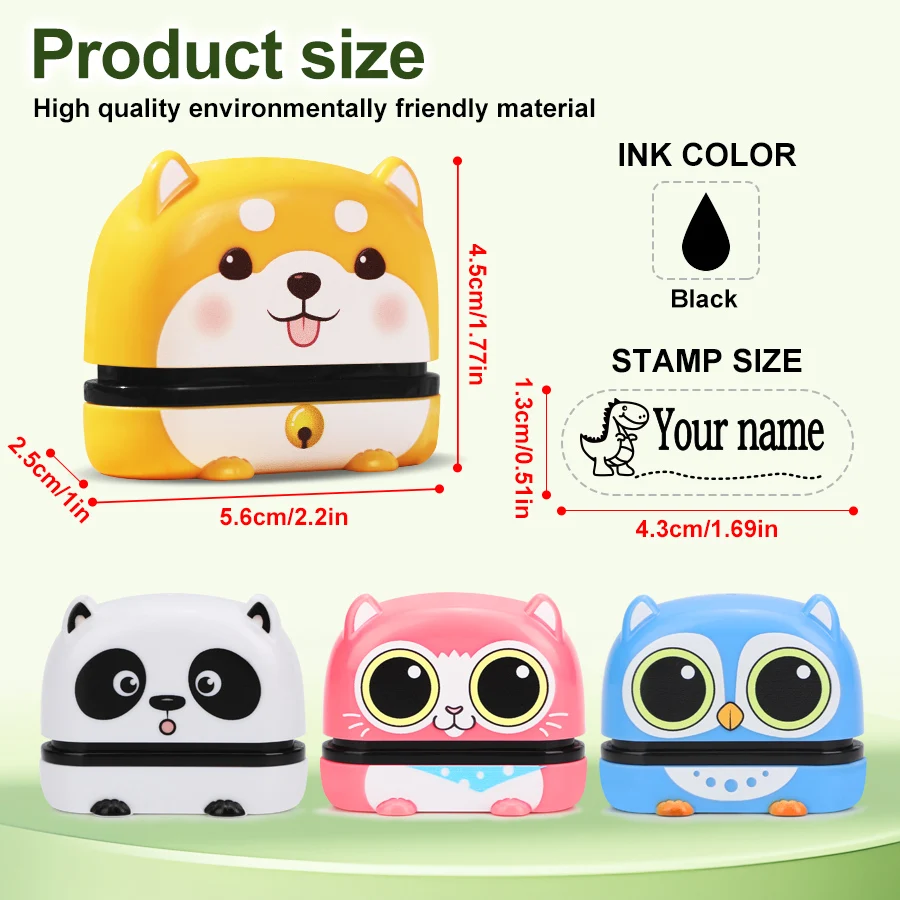 Name Stamp Self Ink Stamps Personal Student Child Baby Waterproof Non-fading Kindergarten Seal Black Ink Toy Gift Set