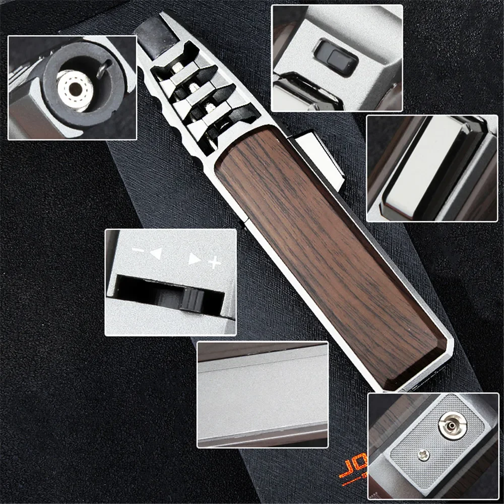 Jet Flame Lighter Kitchen Outdoor BBQ Cooking Metal Windproof Cigar Powerful Tube Straight Fire Turbo Torch Fire Gas Lighters
