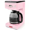 Retro 12-Cup Programmable Coffee Maker With LED Display, Automatic Shut-Off & Keep Warm, Pause-And-Serve Function, Pink 1