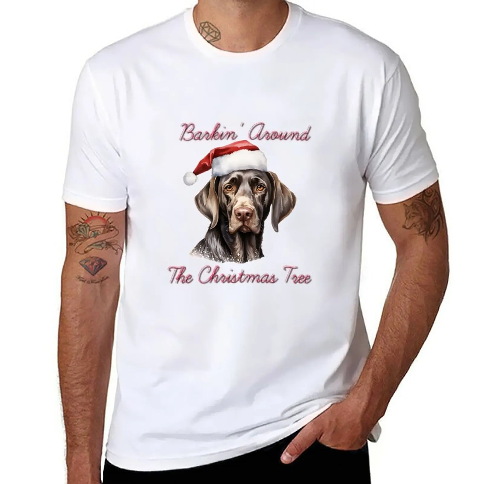 

Christmas Shorthaired Pointer Dog in Santa Hat T-Shirt Anime t-shirt heavyweight t shirts funny t shirts mens graphic t-shirts