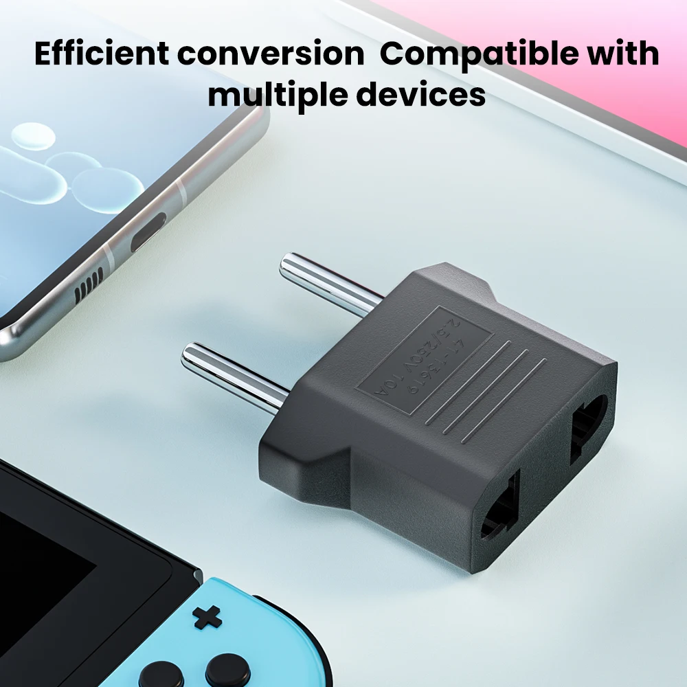 Portable Universal US to EU Plug Adapter for Fast Charging and Power Connectivity