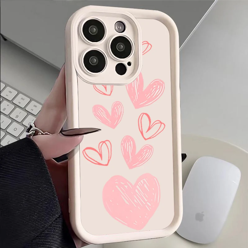 TPU Samsung S26 S25 S24 S23 S22 S21 Ultra Plus FE S25 edge A54 Anti-drop silicone .Doodle Heart