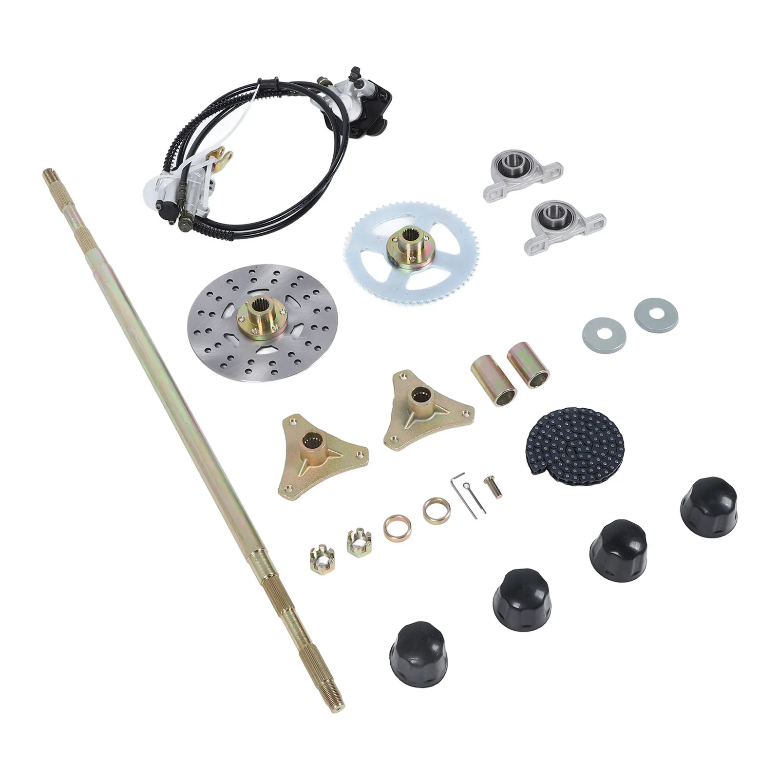 29인치 고카트 리어 라이브 액슬 완전 조립 키트 스프로킷 허브+브레이크 디스크 어셈블리 (DIY 미니 쿼드 ATV 고카트 버기용)