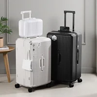Valise épaisse de très grande capacité, ensemble ABS + PC, boîtier de chariot, Interface de chargement USB, roues universelles, bagages 4
