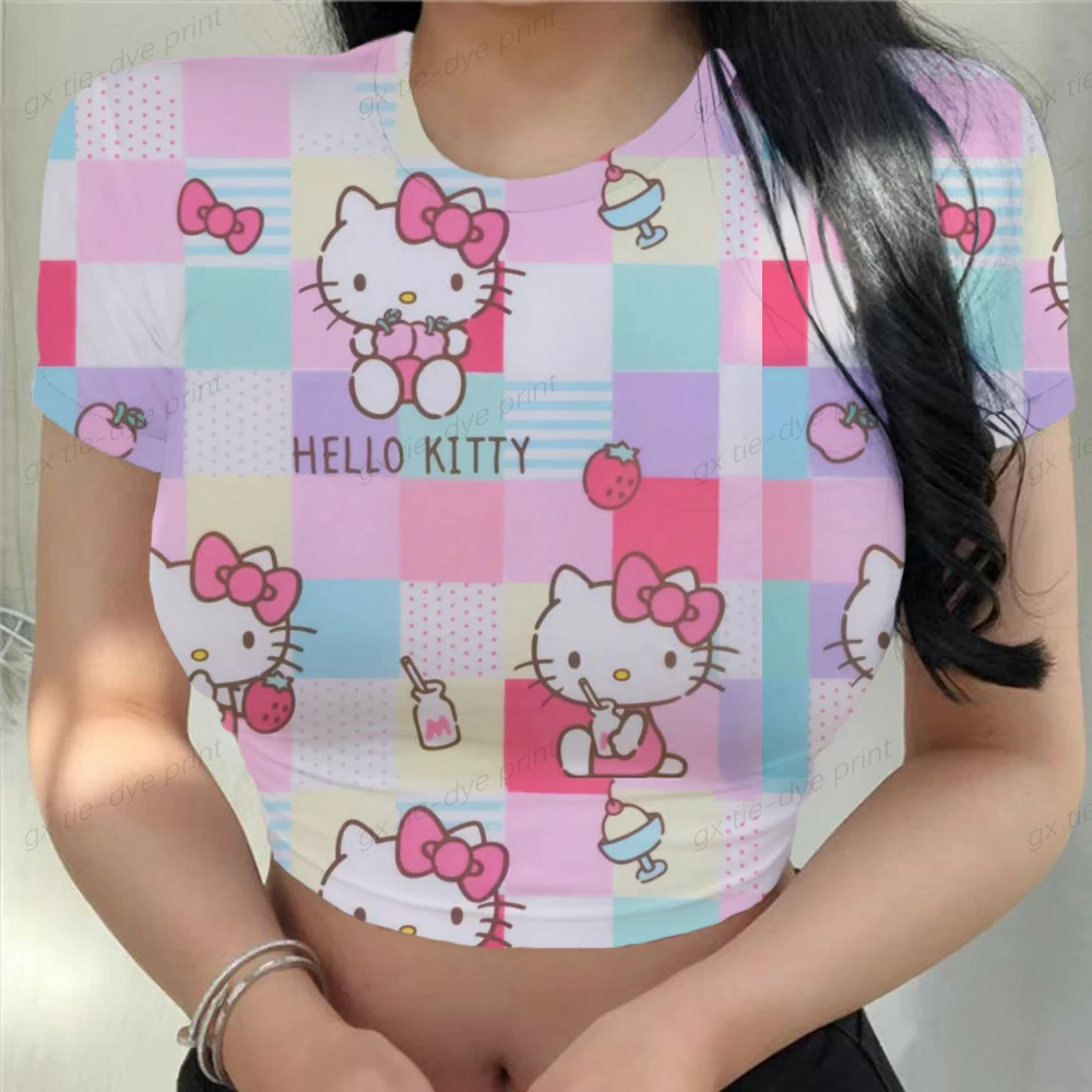 Sanrio verão 3d olá kitty t camisa crianças roupas meninas dos desenhos  animados roupas kawaii camiseta feminino streetwear y2k topos camisetas -  AliExpress