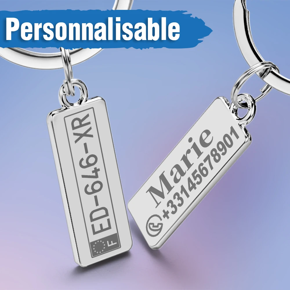 Porte-clés personnalisé avec numéro de plaque signalétique gravé, pour Logo de voiture, Anti-perte, meilleur cadeau P009C