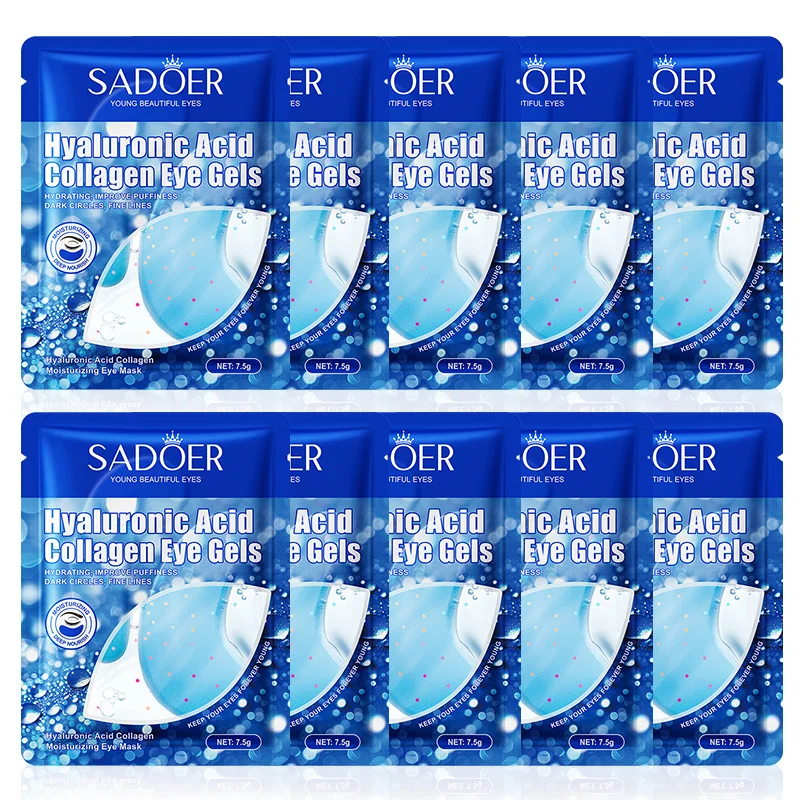 5/10pairs SADOER Hyaluronic Acid Eye Mask Anti Dark Circles Removal Eyes Bags Wrinkles Hydrating Patches Gels for Skin Care
