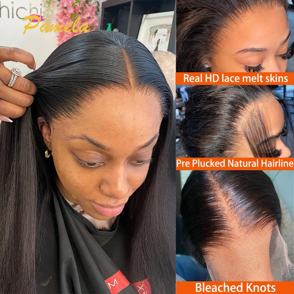 400% High Density Bone Straight 13x6 HD Lace Front Glueless Wig 100% Human Hair Ready To Go Invisible Melt Skin Lace Frontal Wig