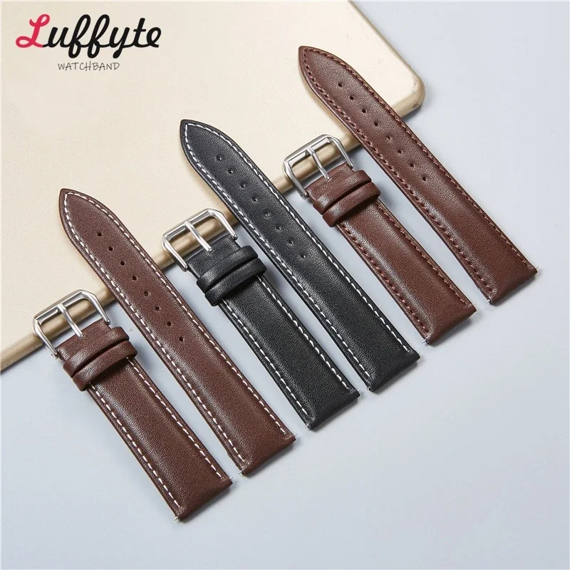 Elegant Leather Watch Strap - Universal Plain Design