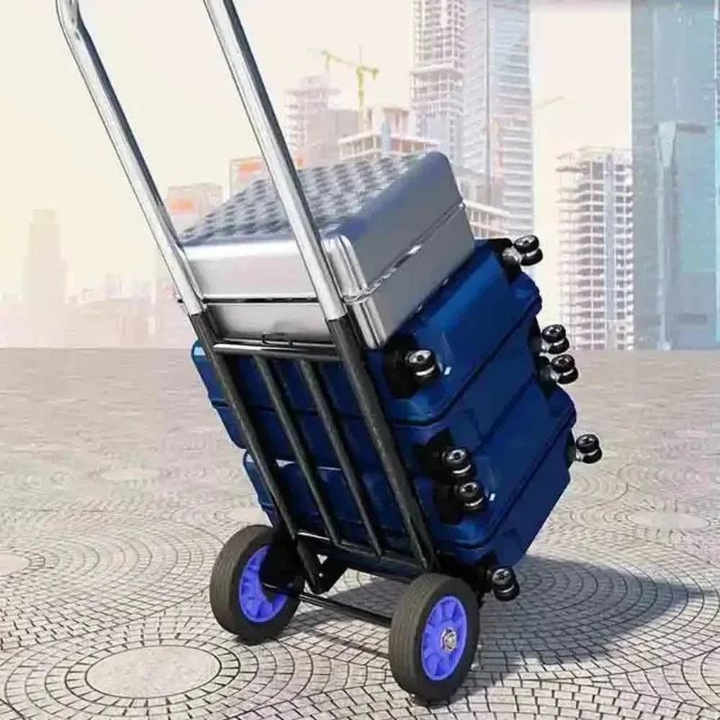 Folding Handcart Portable Adjustable Handle Truck Climbing Stairs Shopping Home Transportation Luggage Trailer