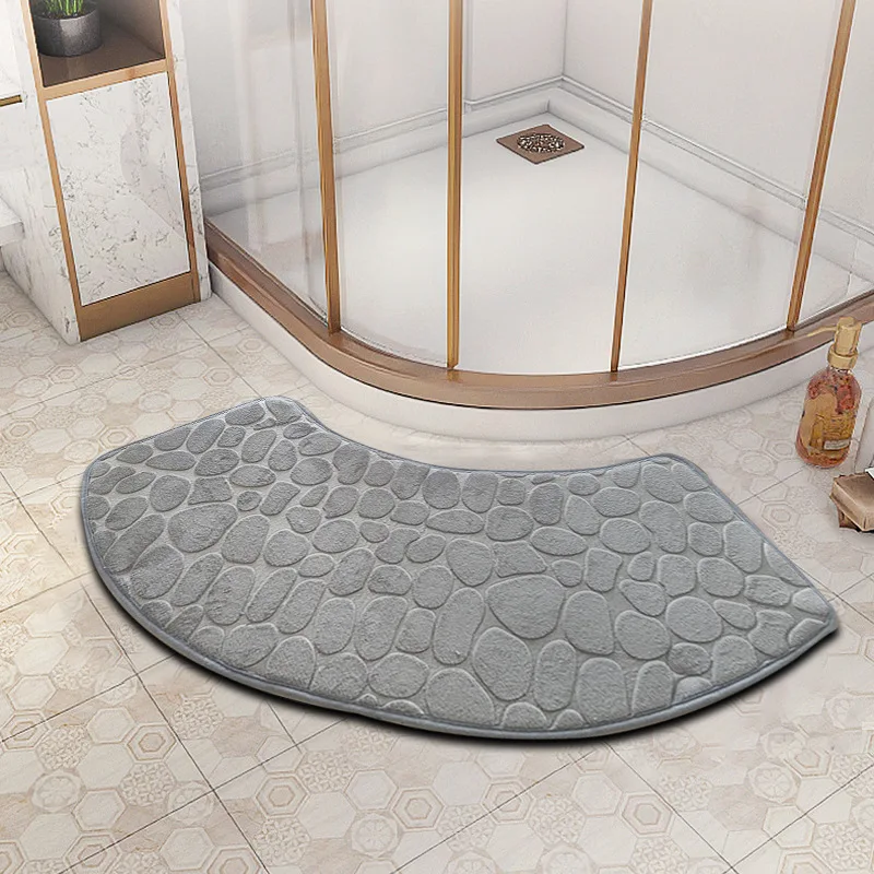 3D rutschfeste Badezimmer-Samtmatte, Kopfsteinpflaster, geprägte Badematte, saugfähige Fußmatte, Teppich, Tür, Bodenmatte, maschinenwaschen, schnell trocknend – Detail 16