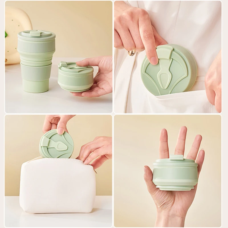 350/500ML Silicone Folding Water Bottle Portable Collapsible Cup Drinking Tea Cups Travel Mug Camping Gadgets