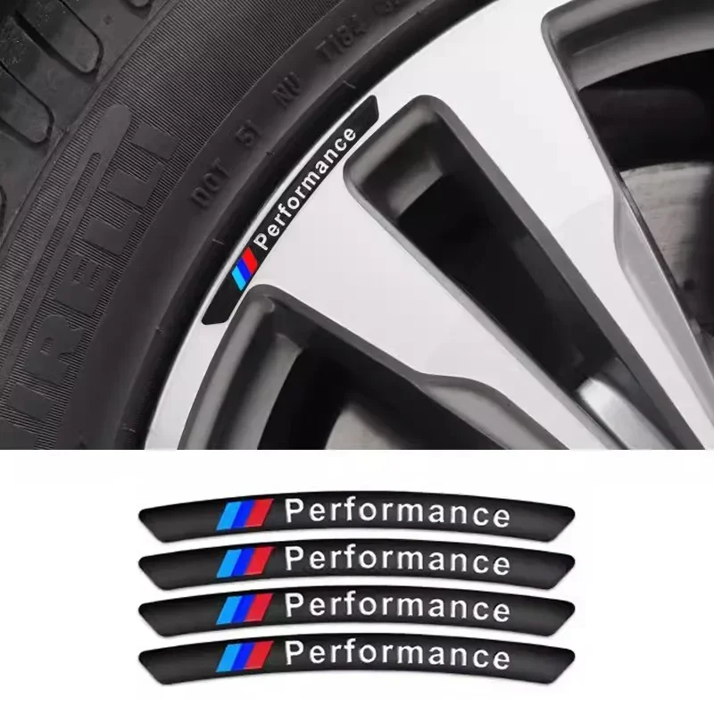 4개 자동차 휠 허브 엣지 스티커 자동차 엠블럼 장식 BMW M 파워 퍼포먼스 F10 F31 E36 E39 E87 E90 X3 X5 M3 M5 X1 X3 X5 용