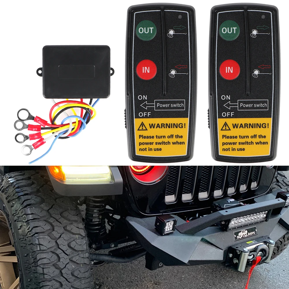 24V 12V Salvage Parts Car Towing Winch Remote Control 2 Buttons Controller For Jeep Off Road 4x4 ATV Trailer Electric Switches