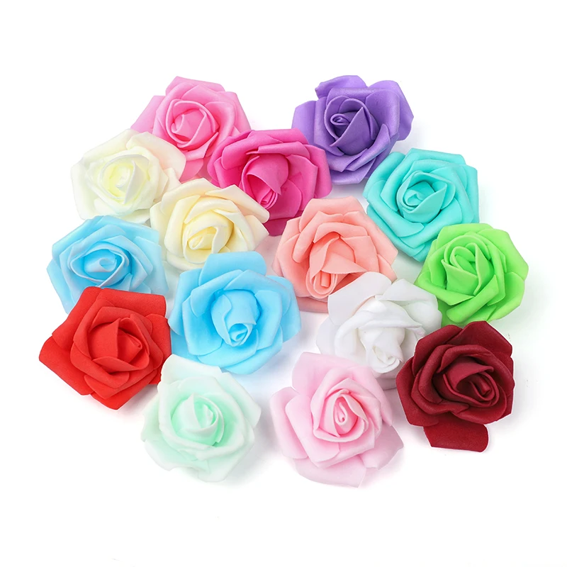 10/20/30pcs 5cm Foam Rose Artificial Flower Head Teddy Bear Roses Handmade DIY Gift Decoration Wedding Valentines Day Home Decor