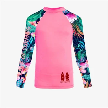 New Women's Surfing Shirt Women's Love Surfing T-shirt Beach Sunscreen Rashguard UV Protection Swimwear UPF Diving Sportsuit 1