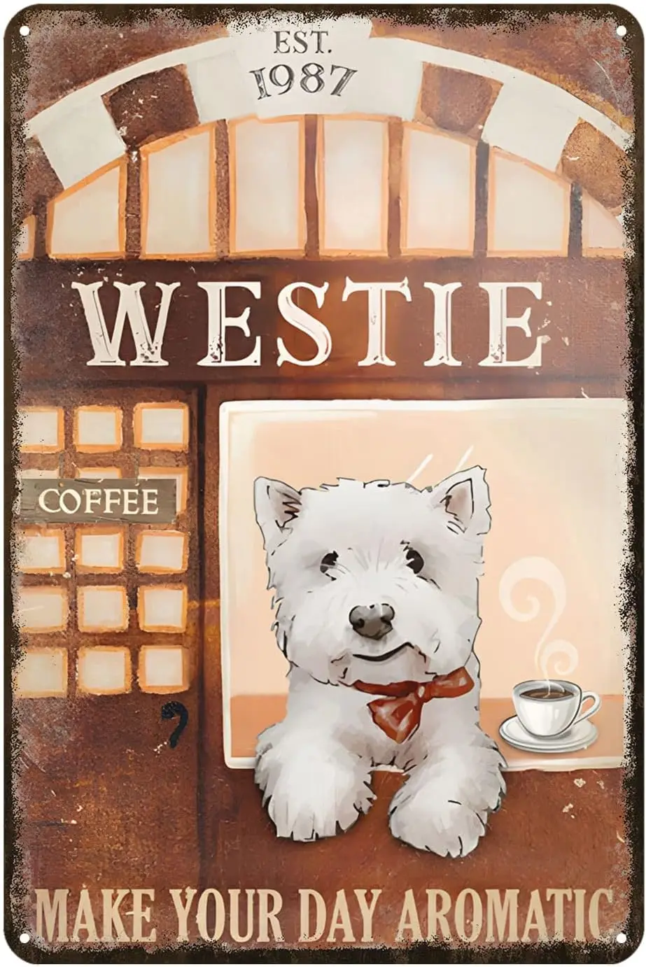 Targa in metallo vintage con scritta in inglese Dog Time for Coffee, divertente targa in latta per casa, cucina, bar, fattoria, ristorante, bar, bar, grotta, decorazione da parete con cane, 20 x