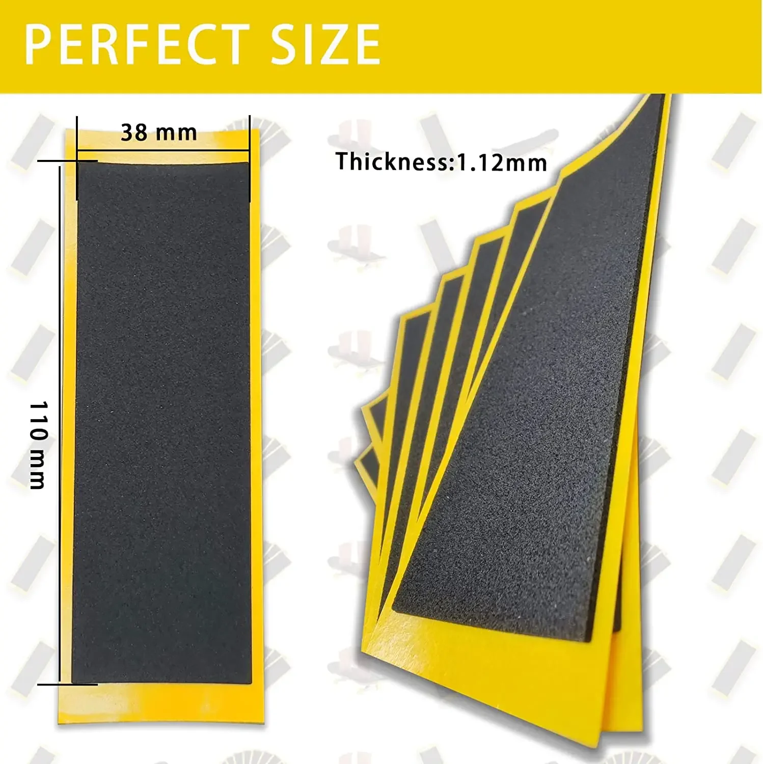 12Pcs 블랙 지판 폼 그립 테이프 지판 데크 Uncut 테이프 스티커 프로 품질 지판 그립 테이프 38mm x 110mm