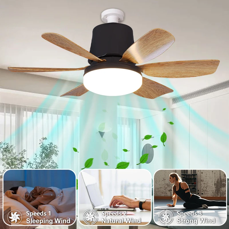 RGB Smart Ceiling Fan E27 Base with Speaker Remote Control Dimming 100-240V Electric Fan Led Light for Bedroom Kitchen Lighting