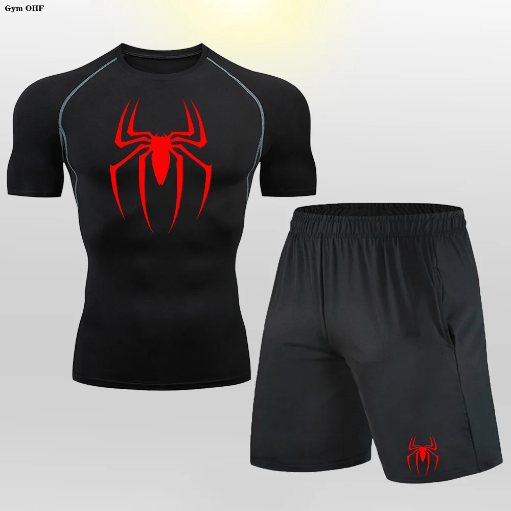 Man Compression Sets Gym Running Shorts T Shirt Fitness Training Mens Tracksuit Short Sleeves Shirts Sport Workout Suit Rashgard compression t shirt,sport t shirt,short sleeve t shirt,running t shirts,running t shirt,fitness clothes,running shorts