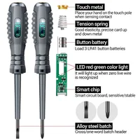 2pcs Word/Cross tournevis d'électricien 12-220V Stylo testeur de tension AC/DC Tournevis isolé pour électriciens Outils à main 6