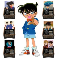 Anime Detective Conan Black Wooden Music Box Melody Kimi Ga Ireba Clockwork Type Movement Office Home Decoration Ornaments 1