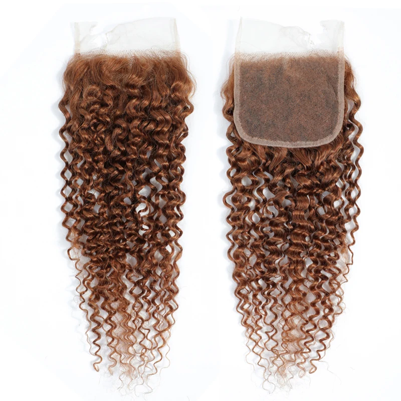 HairUGo #30 Kinky Curly 2/3 Human Hair Bundles With Closure Brazilian Kinky Curly 4*4 Lace Closure With Bundles Remy Hair Weave