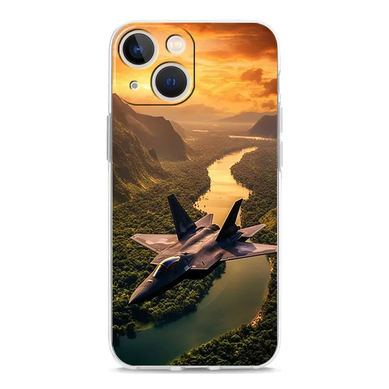Clear Shockproof Silicone TPU Phone Case with Fighter Plane Design