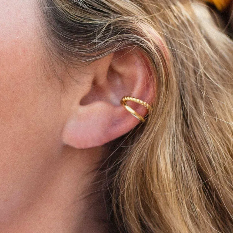 

New Vintage Simple Small Double Layers Gold Mini Without Pierced Clip On Earrings For Women Charms Ear Fashion Jewelry Gift