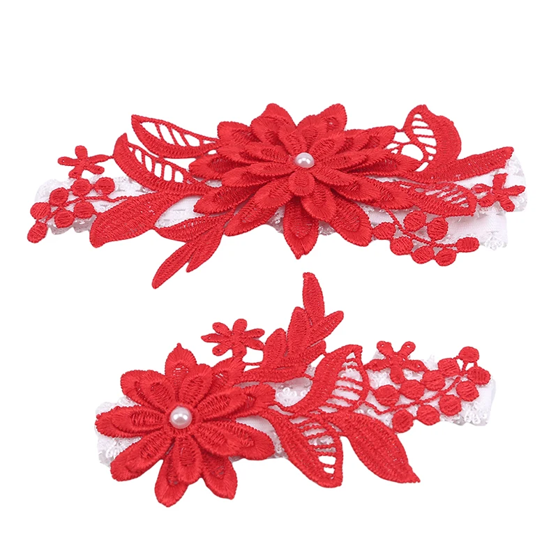 Lace Garter Belt 2pcs/Set Wedding Floral Garters for Women/Bride Thigh Ring Bridal Leg
