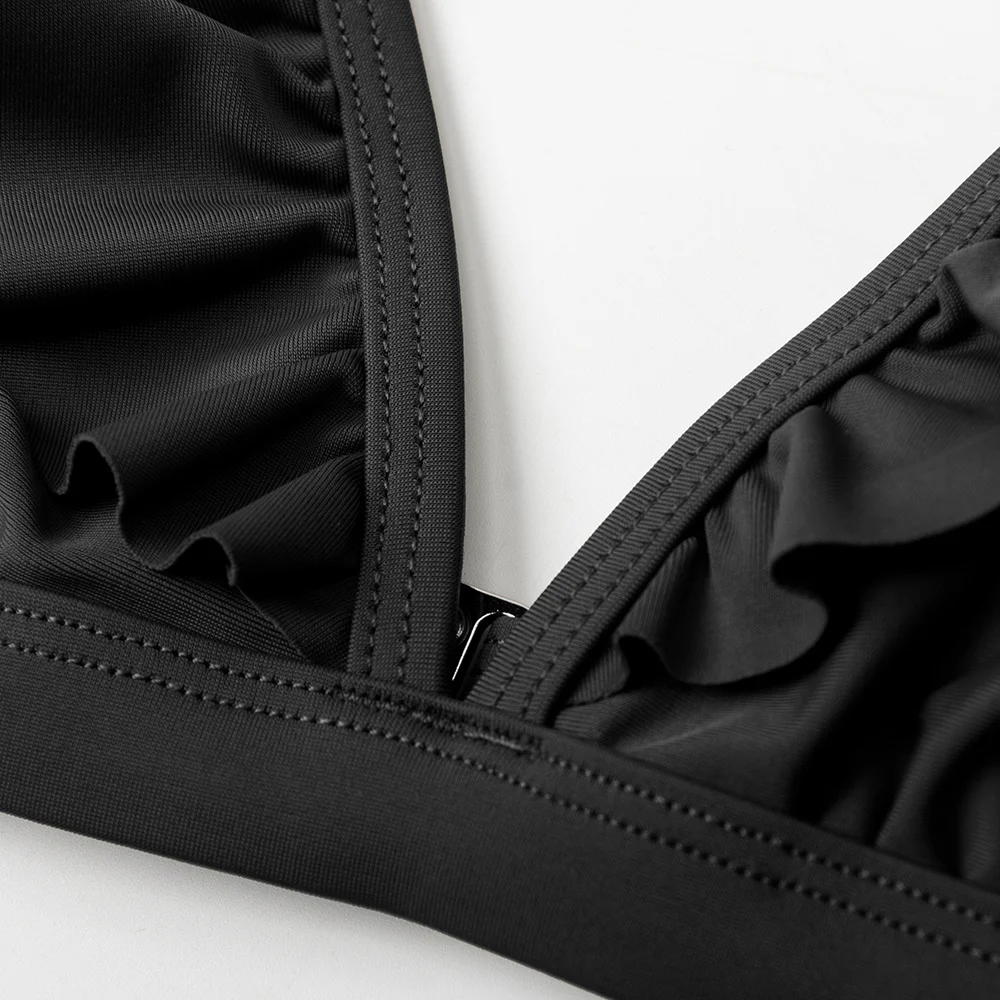 CUPSHE V-ausschnitt Kräuselte High-taille Bikini Sets Badeanzug Frauen Sexy Solide Braun Zwei Stücke Bademode 2023 Neue Strand Bade anzüge