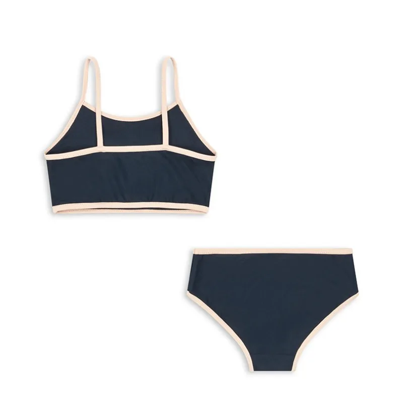 New Summer Girls Swimsuit Sling One-Pieces Swimwear Dark Blue Short Vest and Swim Briefs Children Swimming Suit Bikini H24609 3