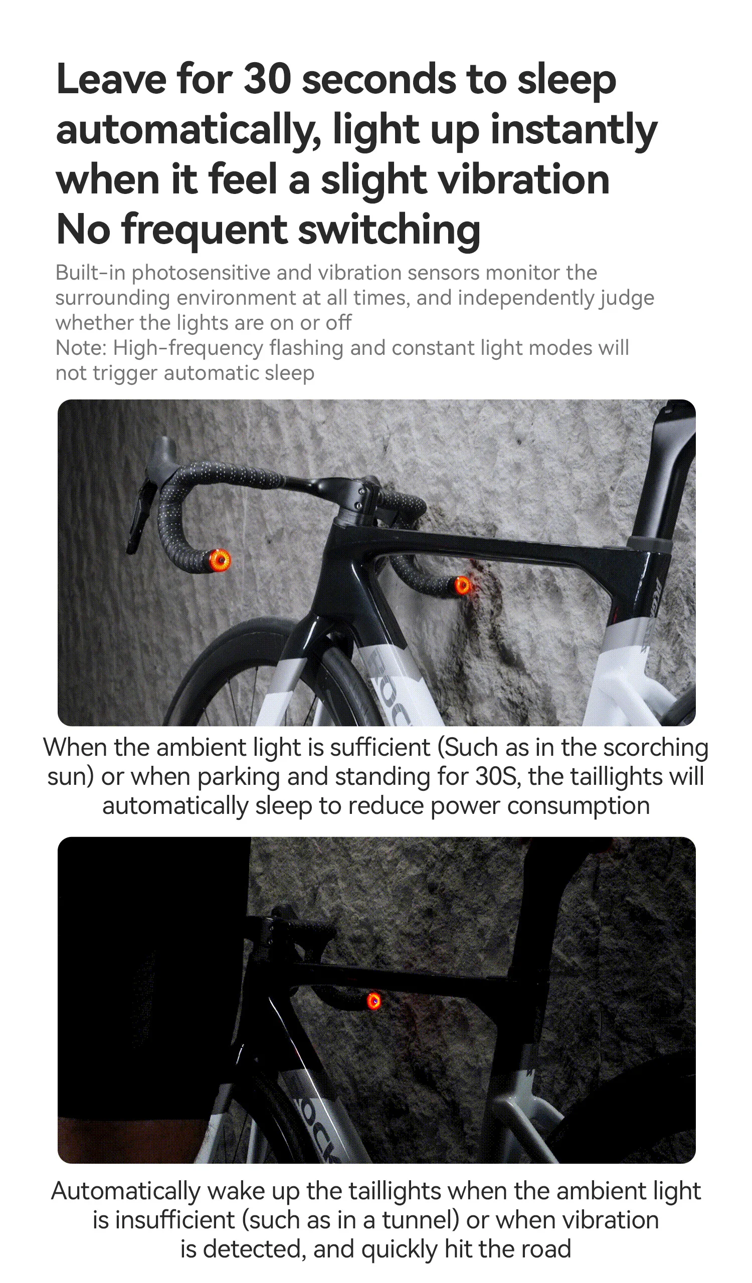 Bike Handlebar Light LED Bicycle Waterproof Rechargeable Road Bike Handlebar End