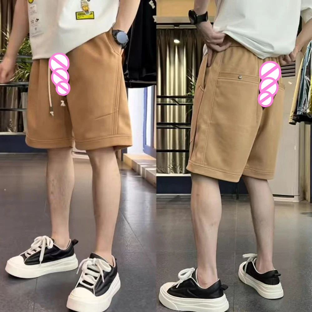Invisible Open Crotch Outdoor Sex Men's Shorts Summer Sweatpants Fashionable High Street Style Loose Casual Erotic Pants