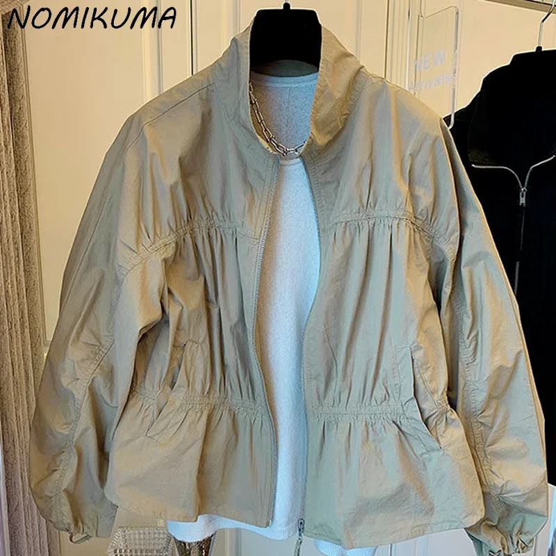 Корейский Повседневный короткий пиджак Nomikuma с воротником-стойкой Женская