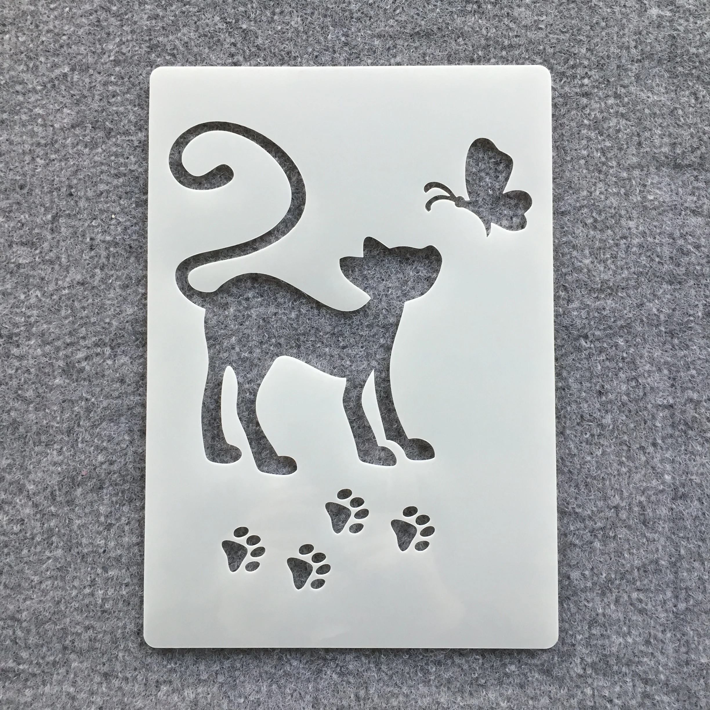 6Pcs/Set  A5 20cm I Love Cat DIY Layering Stencils Wall Painting Scrapbook Coloring Embossing Album Decorative Template