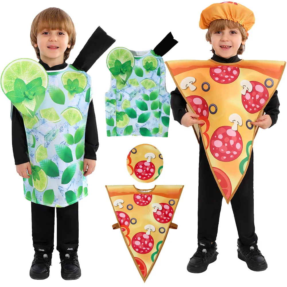 

Kids Children Pizza Cosplay Costume Lime Cocktail Stage Performance Clothes Outfits Fantasy Halloween Carnival Party Role Suit