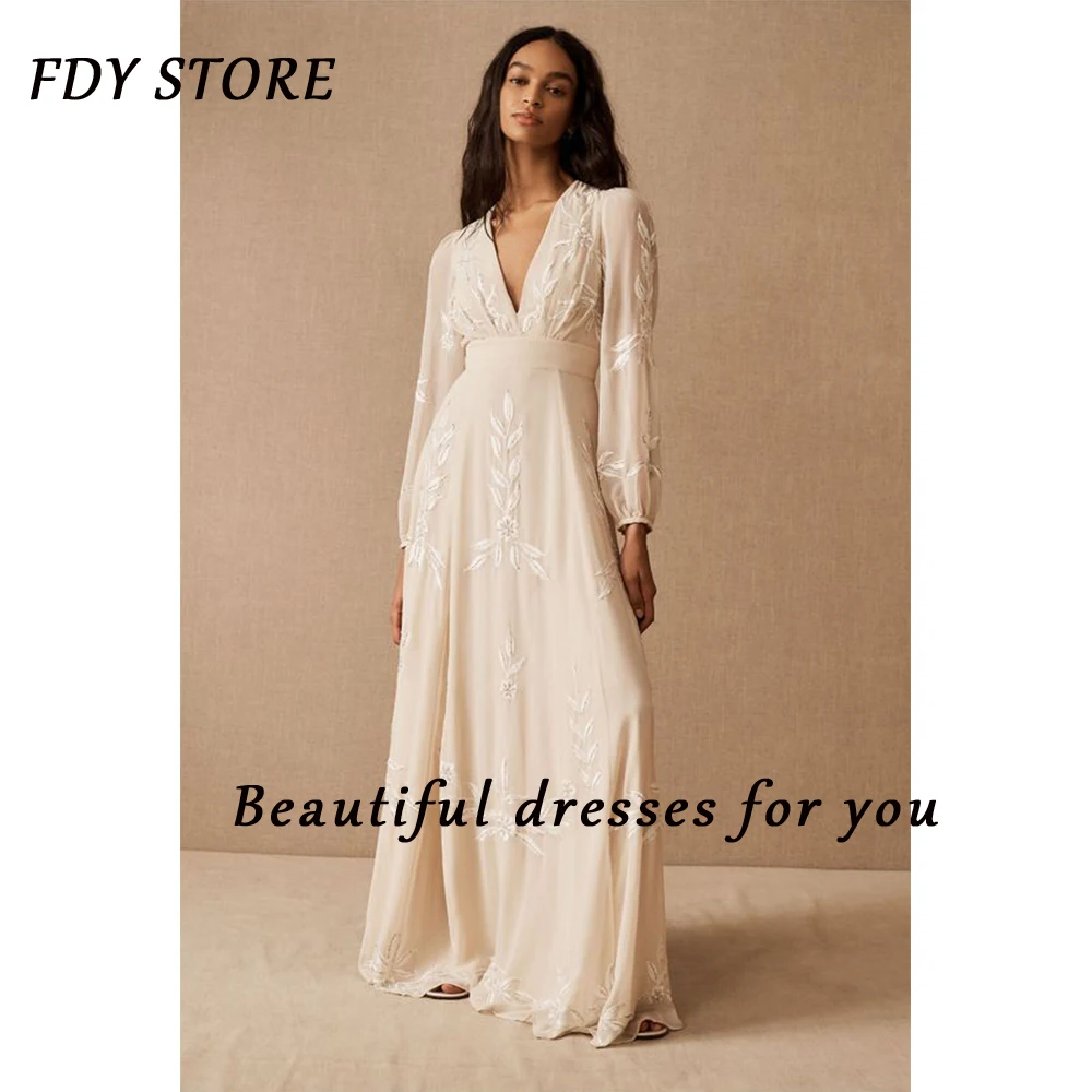 

FDY Store Prom V-neck Printing A-line SweepTrain Homecoming Formal Occasion Dress Party Evenning Elegant Ball-gown for Women