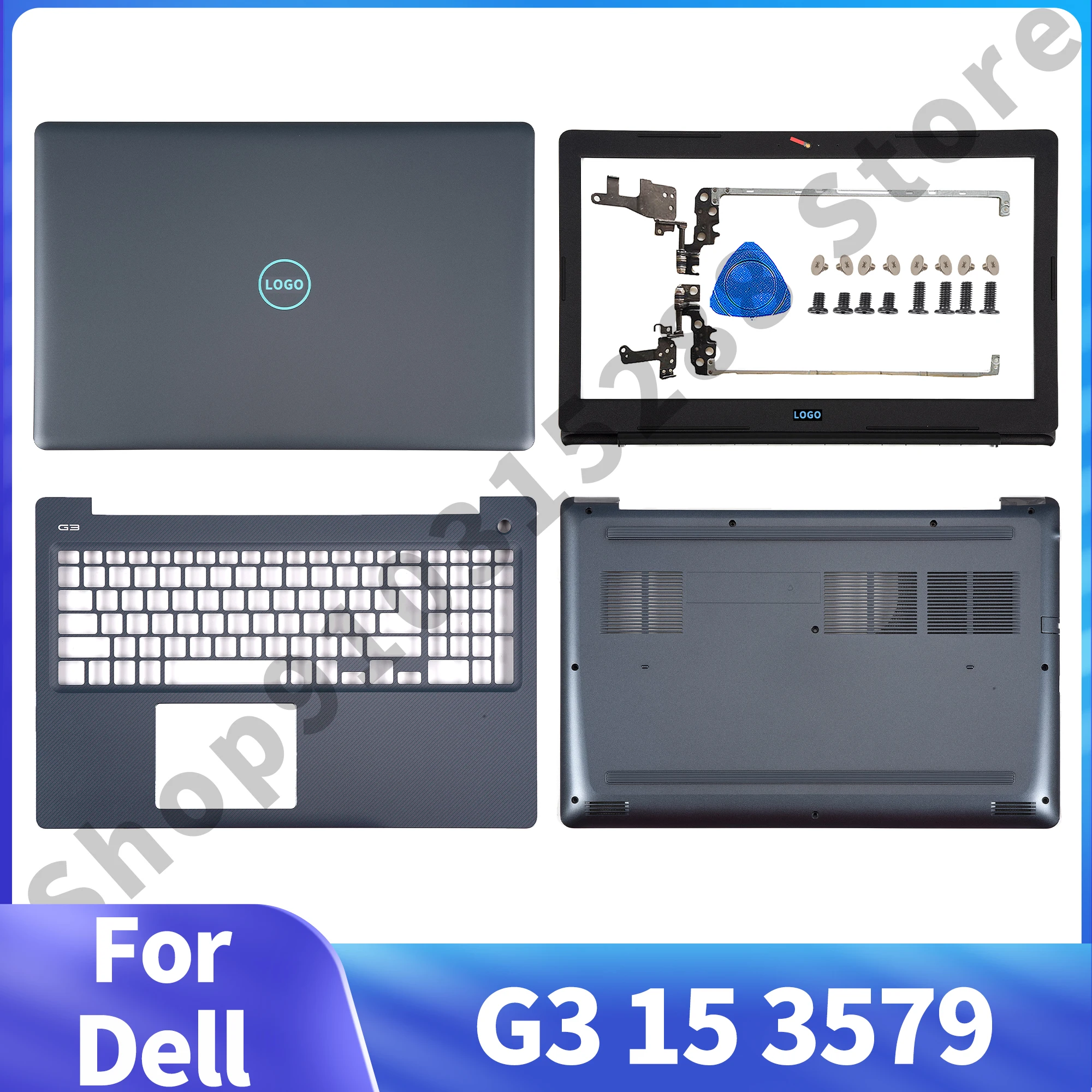 

Laptop Housing Case For Dell G3 15 3579 15PD 15PR 15GD P75F LCD Back Cover/Front Bezel/Palmrest/Bottom Case/Hinges Blue