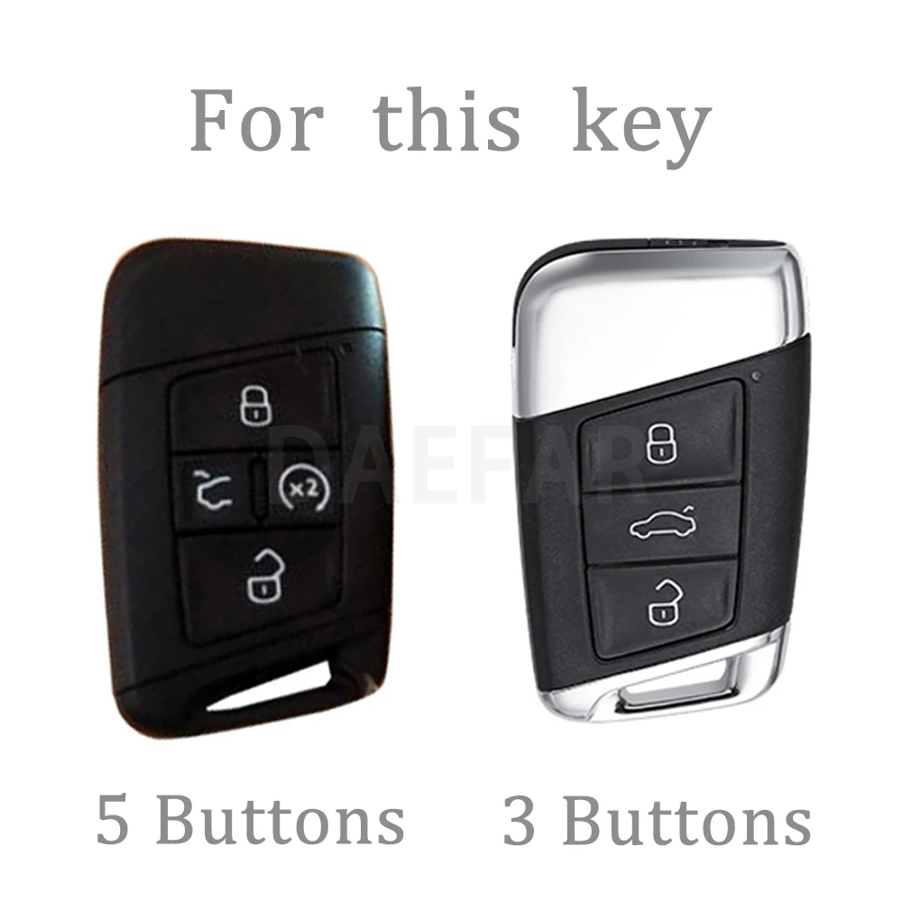 KUNIO Cover Portachiavi In TPU Per VW Passat B8, Tiguan, Skoda Superb, Kodiaq, 3 Tasti, Nero