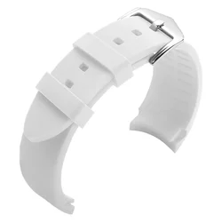 Curved End Rubber Watch Strap - Green Brown Silicone Sports Band - 24mm (White)