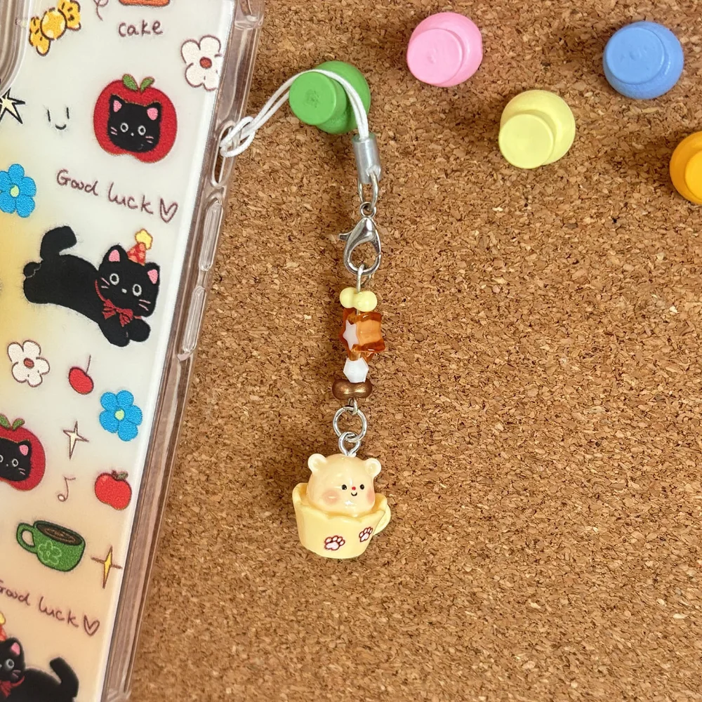작은 곰 열쇠고리 귀여운 곰 펜던트 끈 열쇠고리 창의적인 장식 열쇠고리 키 휴대용 전화 끈 휴대폰