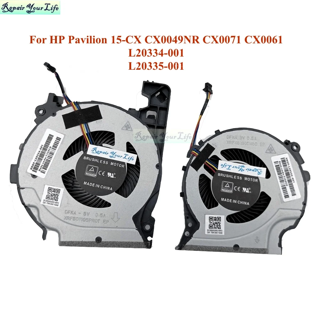 Ventilador de Refrigeração da Cpu do Portátil Gpu para hp Pavilion 15-cx Cx0049nr Cx0071 Cx0061 L20334 L20335001 Tpn-c133 Radiador do Ventilador do Refrigerador do Computador