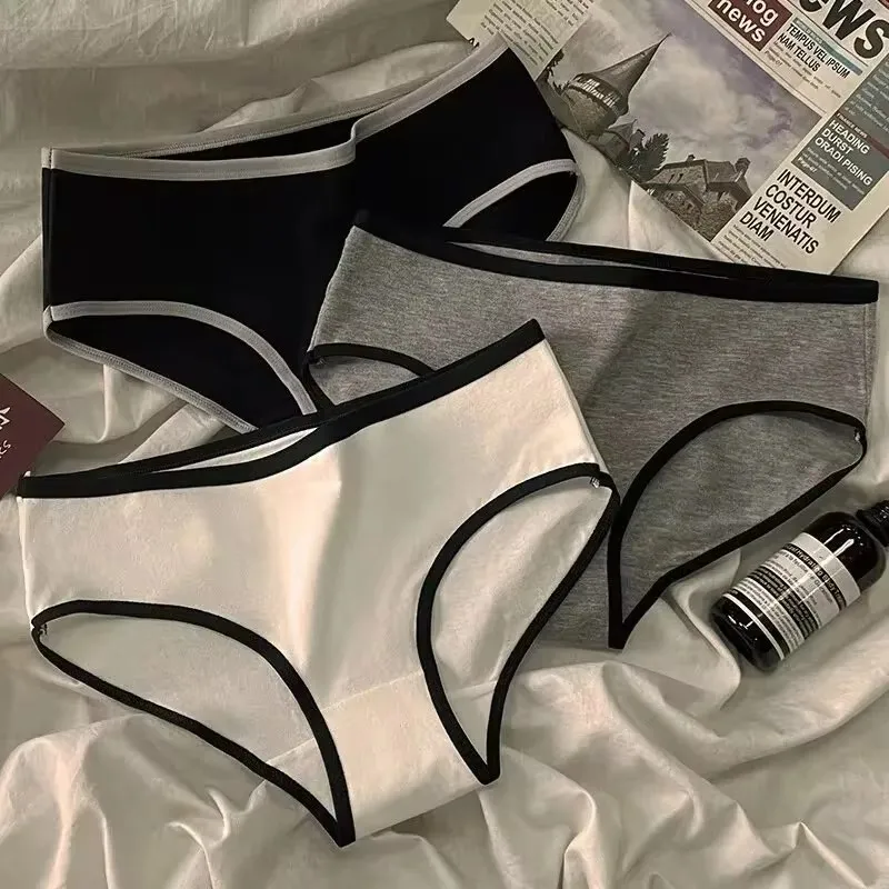 3pcs Cotton Women&rsquo;s Panties Triangle Sports Style Minimalist Girls&rsquo; Underwear Mid Waist Women Underwear women panties