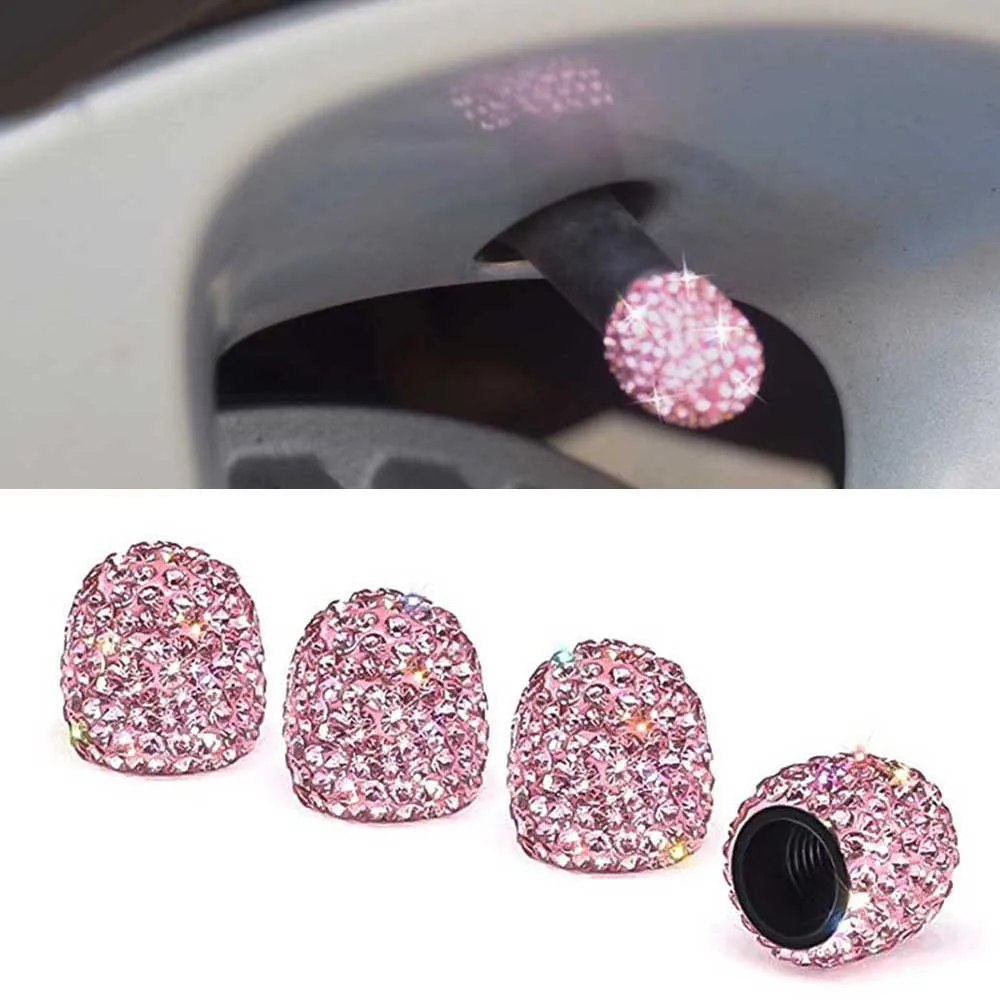 

4pcs Pink Car Tire Air Sealing Cap Anti-rust Dust-Proof Valve-Cap Fits For Automobiles And Motorcycles Universal Wear Parts
