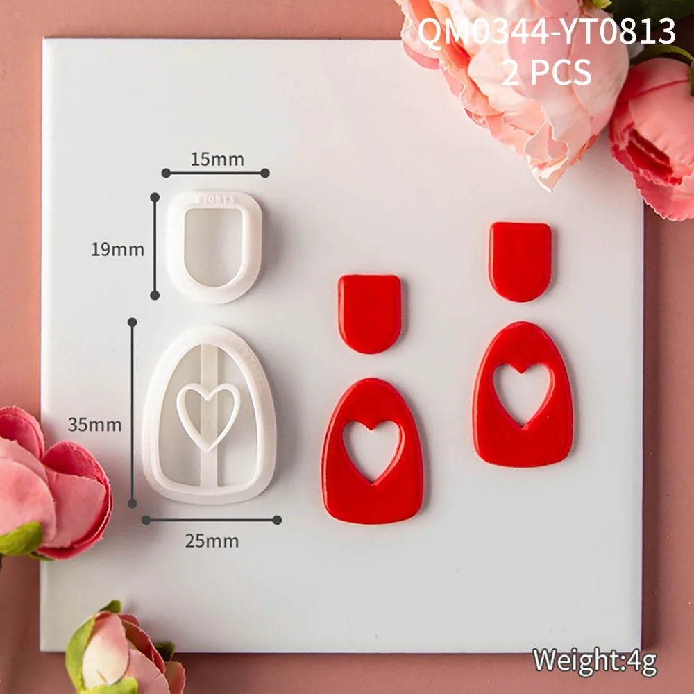 Valentinstag Serie Herzförmige Polymer Clay Weiche Keramik Formen Cartoon Liebe Ohrringe Schmuck Anhänger Herstellung Schneiden Werkzeuge – Detail 11