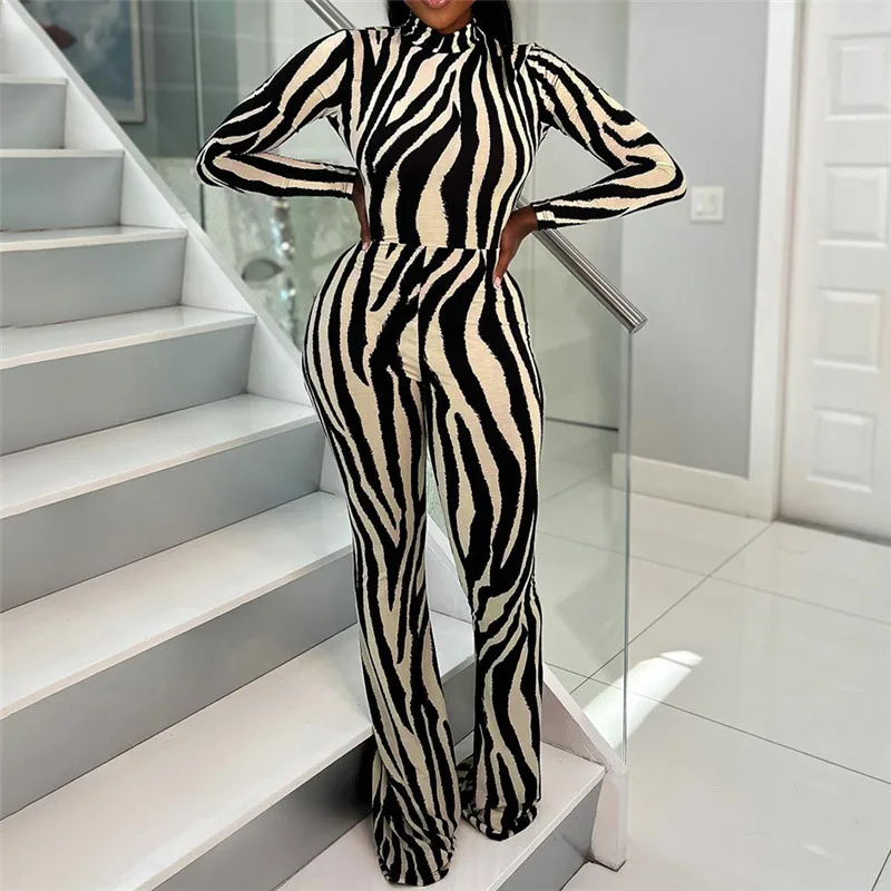 INSStyle Autumn and Winter New Women's Clothing Fashionable Sexy Backless Retro Striped Slim-Fit Micro-Pull JumpsuitCok