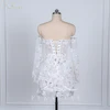 Luxury Beaded Short Wedding Dresses Saudi Arabia Lace Floral Appliques Long Sleeves Bridal Gown Mini Prom Party Dress Customized 6