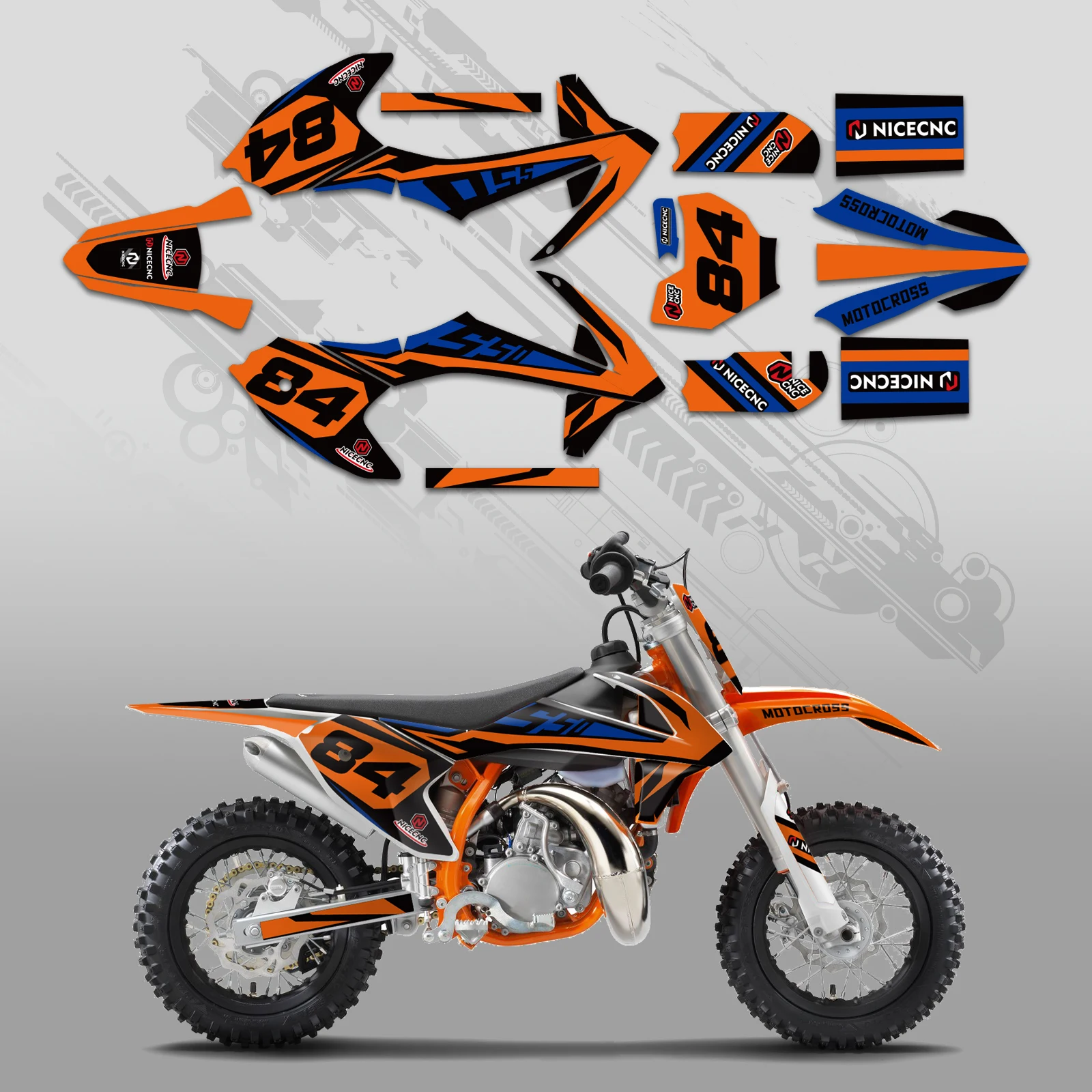NICECNC Für KTM SX50 MINI 50 2016-2022 2021 2020 2019 2018 2017 Motorrad Verkleidung Grafik Hintergrund Aufkleber Aufkleber anpassen – Detail 14